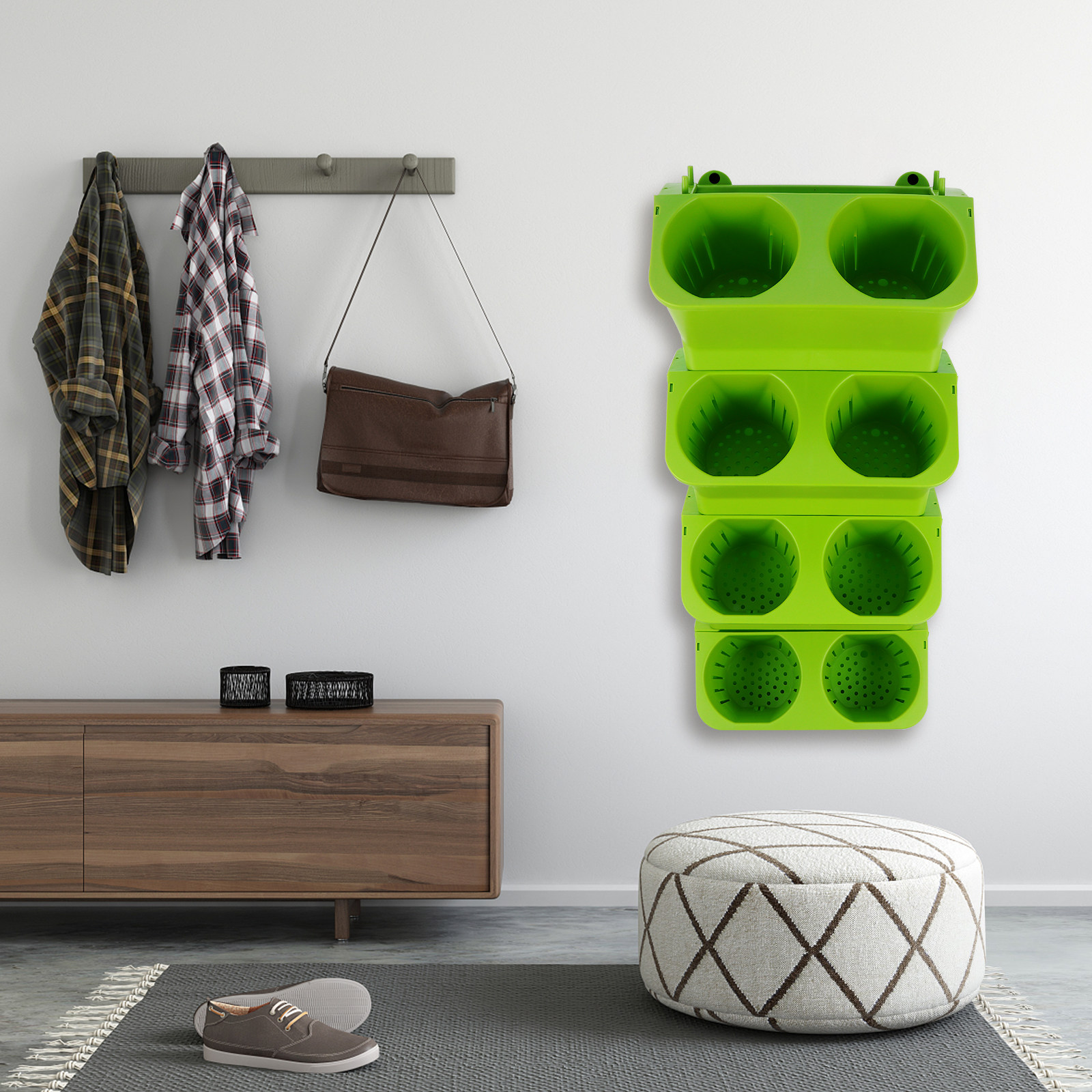 Self-Watering Planter - 4-teiliges vertikales Wandpflanzgefäß-Set, selbstbewässernd, 2-Wand-Pflanzgefäße für