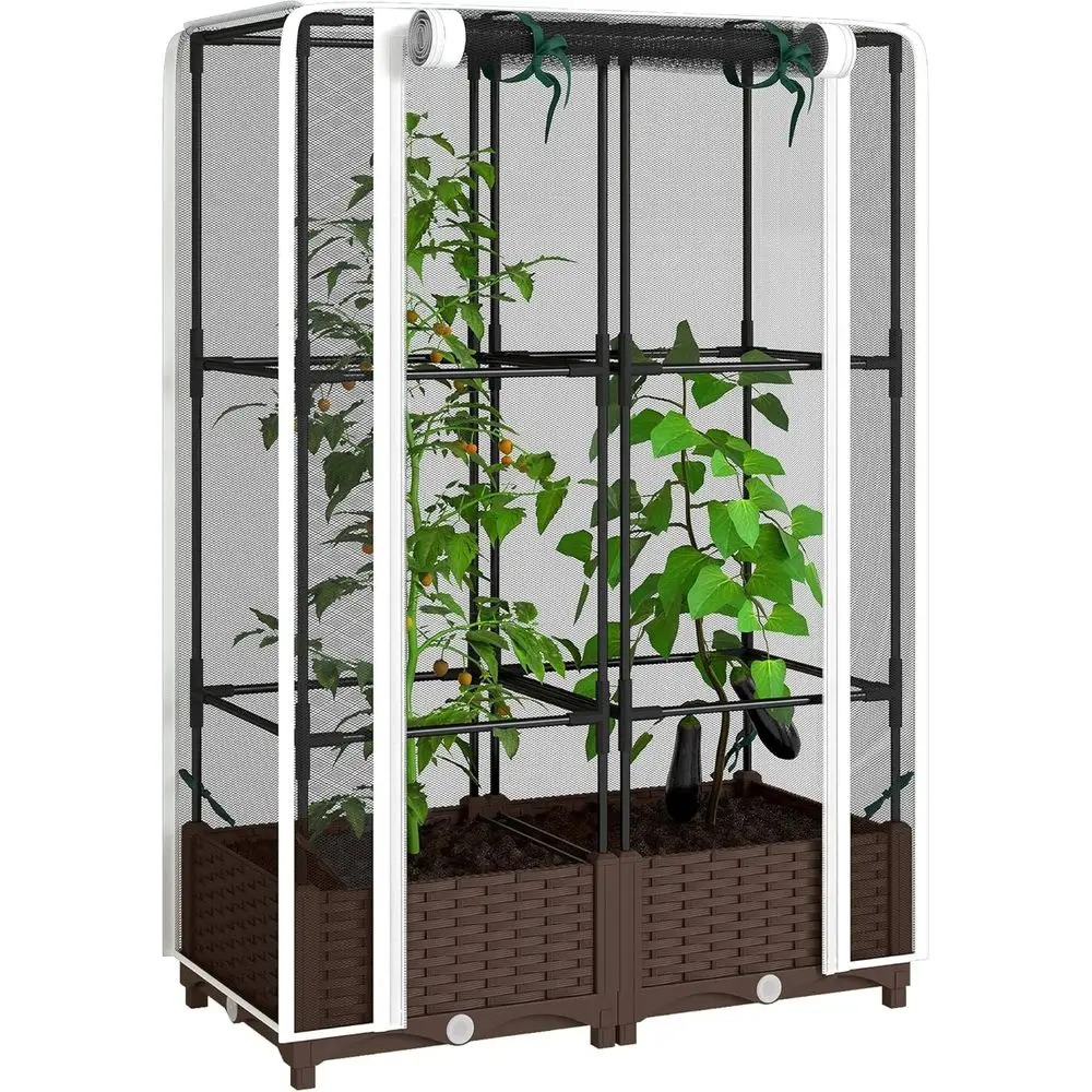 Self-Watering Planter - Hochbeet mit Rankgitter, 46,5 cm Tomatenstütze,